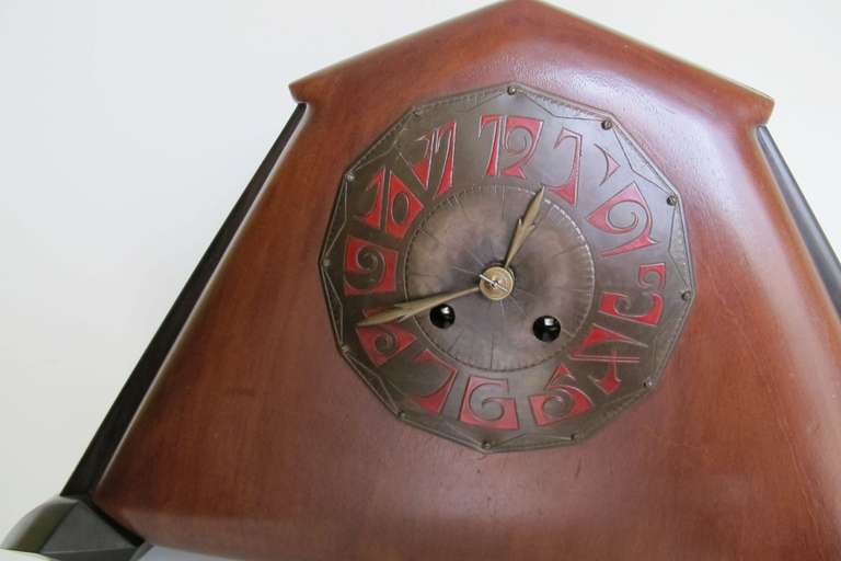 Amsterdam School Clock by Fons Reggers, Dutch Art Deco In Excellent Condition In Amstelveen, NL