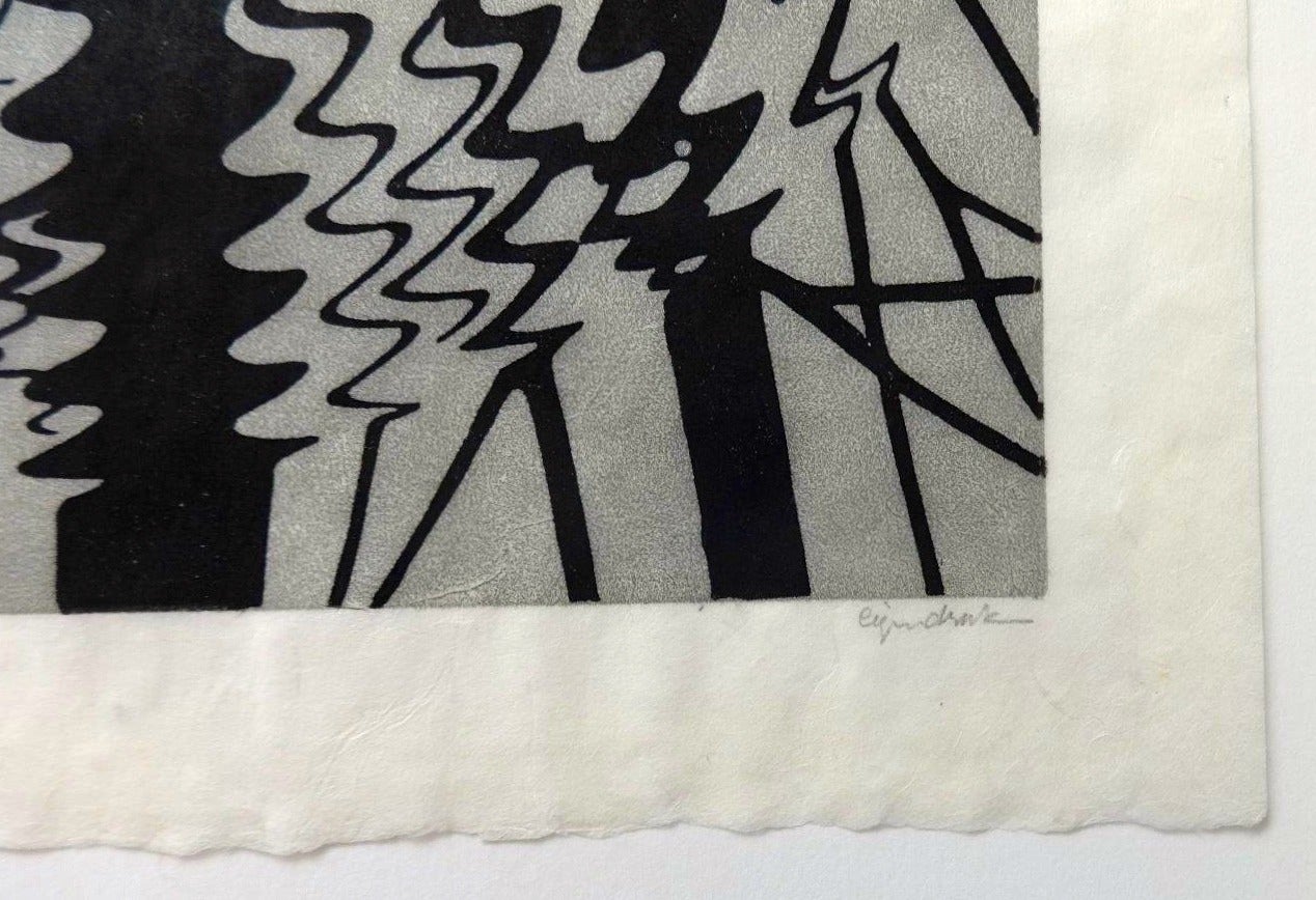 M.C. Escher, „Rimpeling“, signiert, Linolschnitt, vom Künstler gedruckt, 1950 (Niederländisch)