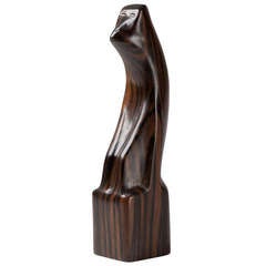 Art Deco Sculpture Of A Monkey Carved Out Of Rosewood By Bernard Richters, 1920's