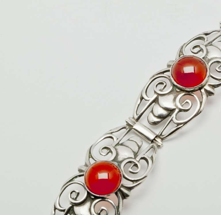Silver and Carnelian Art Deco Bracelet by Fons Reggers, 1930s In Excellent Condition In Amstelveen, NL