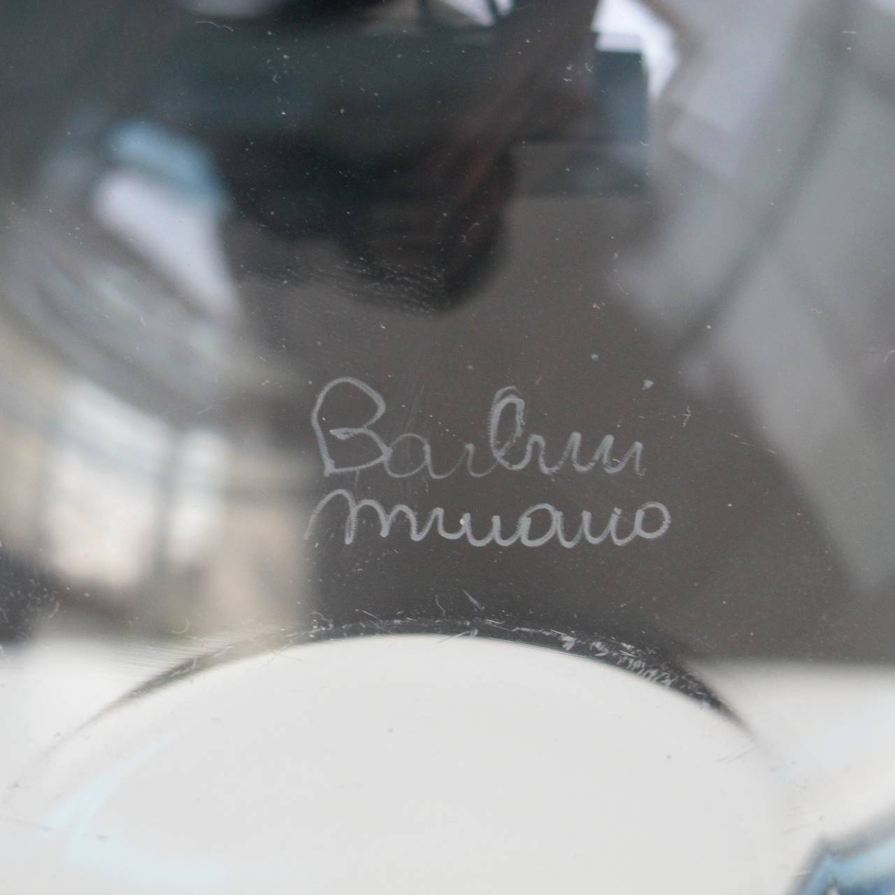 Italian Rare Spherical Clear Glass Vase by Alfredo Barbini for Murano For Sale