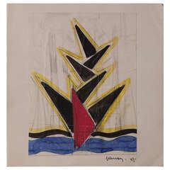 Original Art Deco Watercolor by Samuel 'Mommie' Schwarz 4