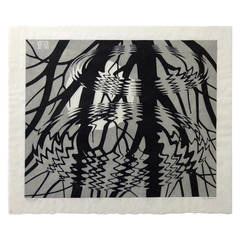 M.C. Escher 'Rimpeling, ' Signed Linocut, Printed by the Artist, 1950