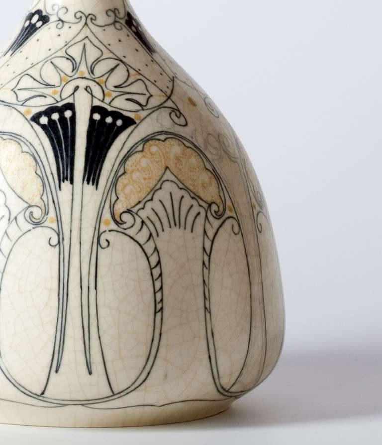 Lovely Dutch Art Nouveau Vase with Linear Decor by JB. Vet & Co, Purmerend For Sale 1
