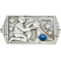 Silver Broche with Aquarius by Fons Reggers, Dutch Art Deco