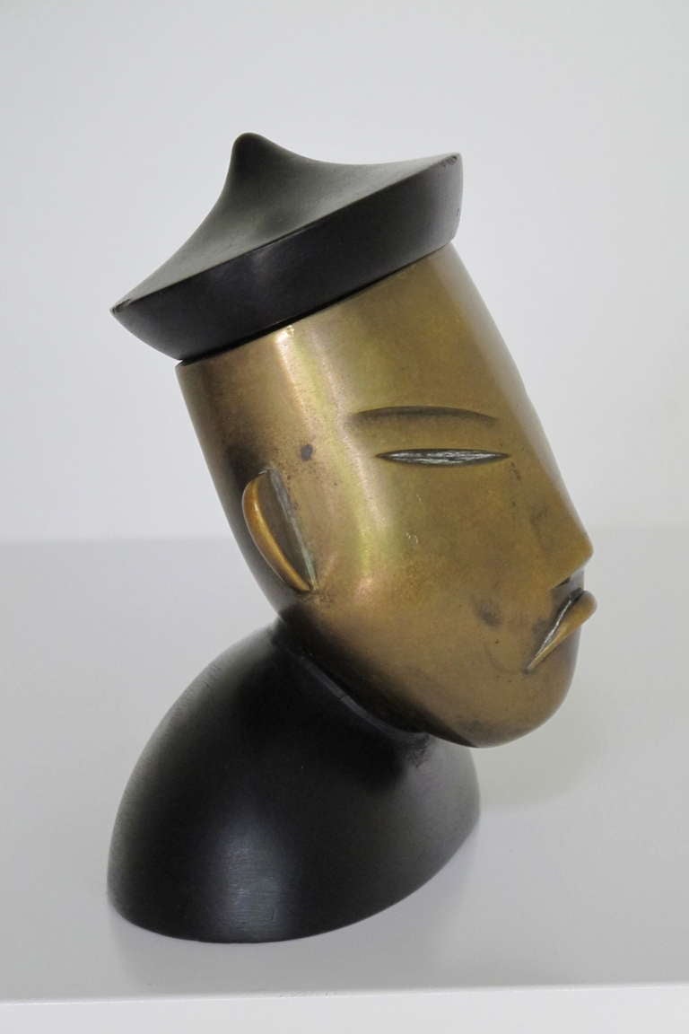 Rare Art Deco Sculpture of an Asian Man by Hagenauer, Vienna, 1930s In Good Condition In Amstelveen, NL