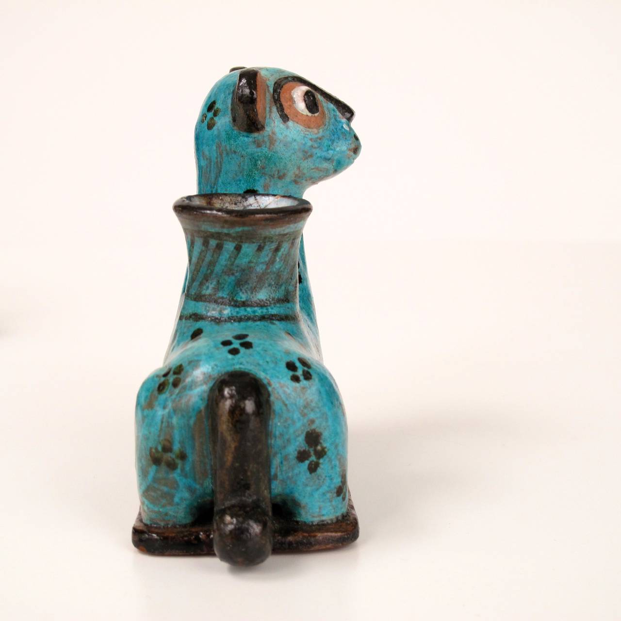 Set of Feline-Shaped Polychrome Earthenware Candleholders by Lily ter Kuile In Good Condition In Amstelveen, NL
