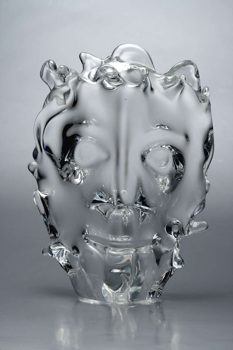 Sybren Valkema Mid-Century Glass Object of Satyr Mask, Leerdam Unica, 1961 2
