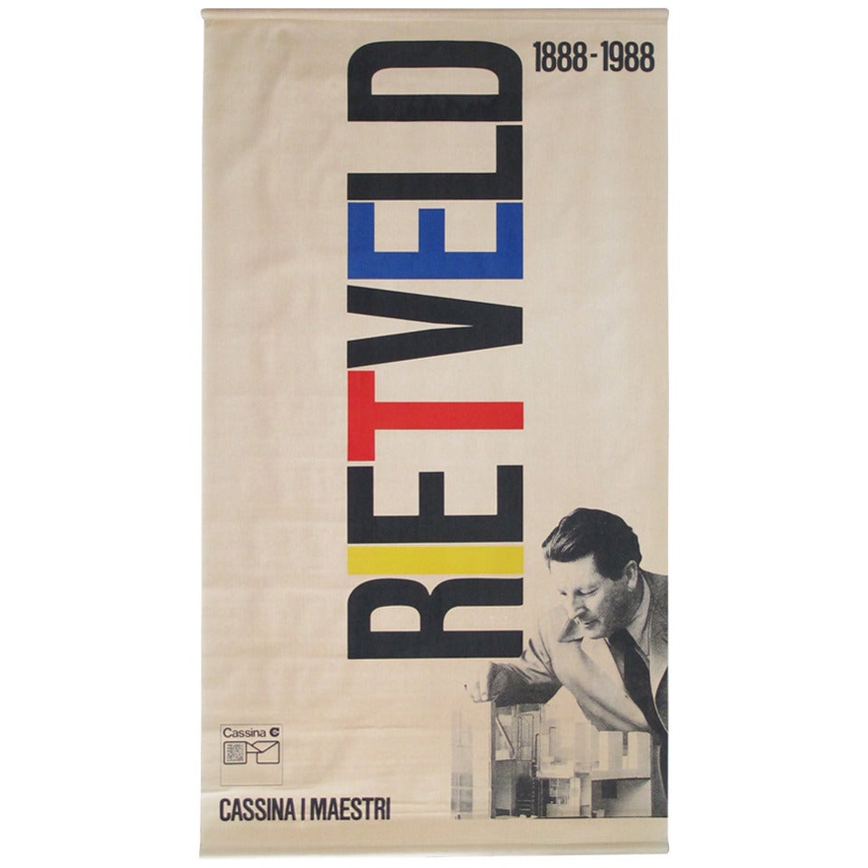 Gerrit Rietveld Exhibition Poster in De Stijl Colors for Cassina by Fair Milano For Sale