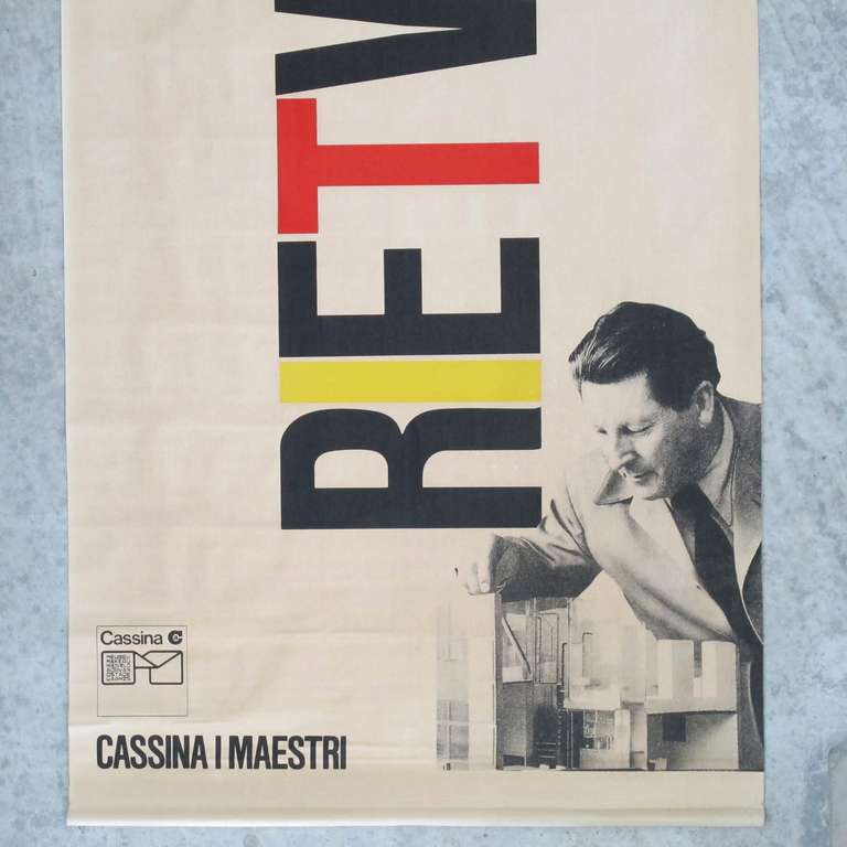 Modern Gerrit Rietveld Exhibition Poster in De Stijl Colors for Cassina by Fair Milano For Sale