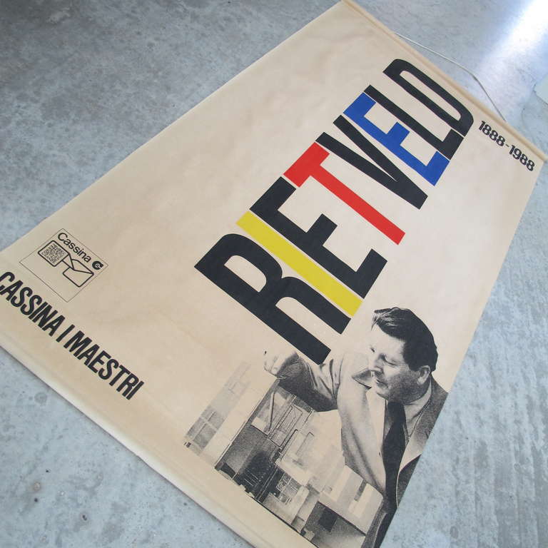 20th Century Gerrit Rietveld Exhibition Poster in De Stijl Colors for Cassina by Fair Milano For Sale