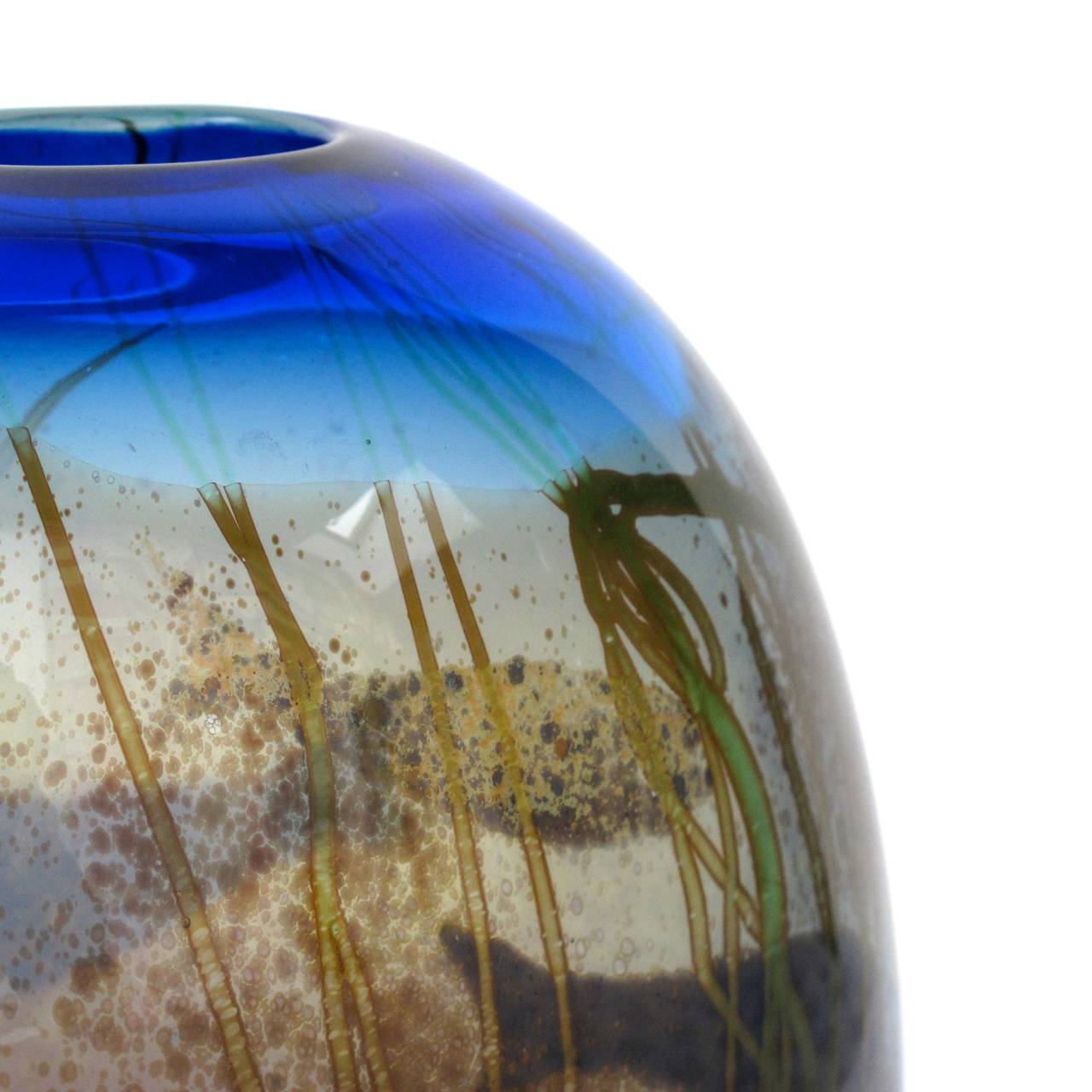 One-Off Willem Heesen Glass Vase, De Oude Horn, Under Water Landscape with Fish 1