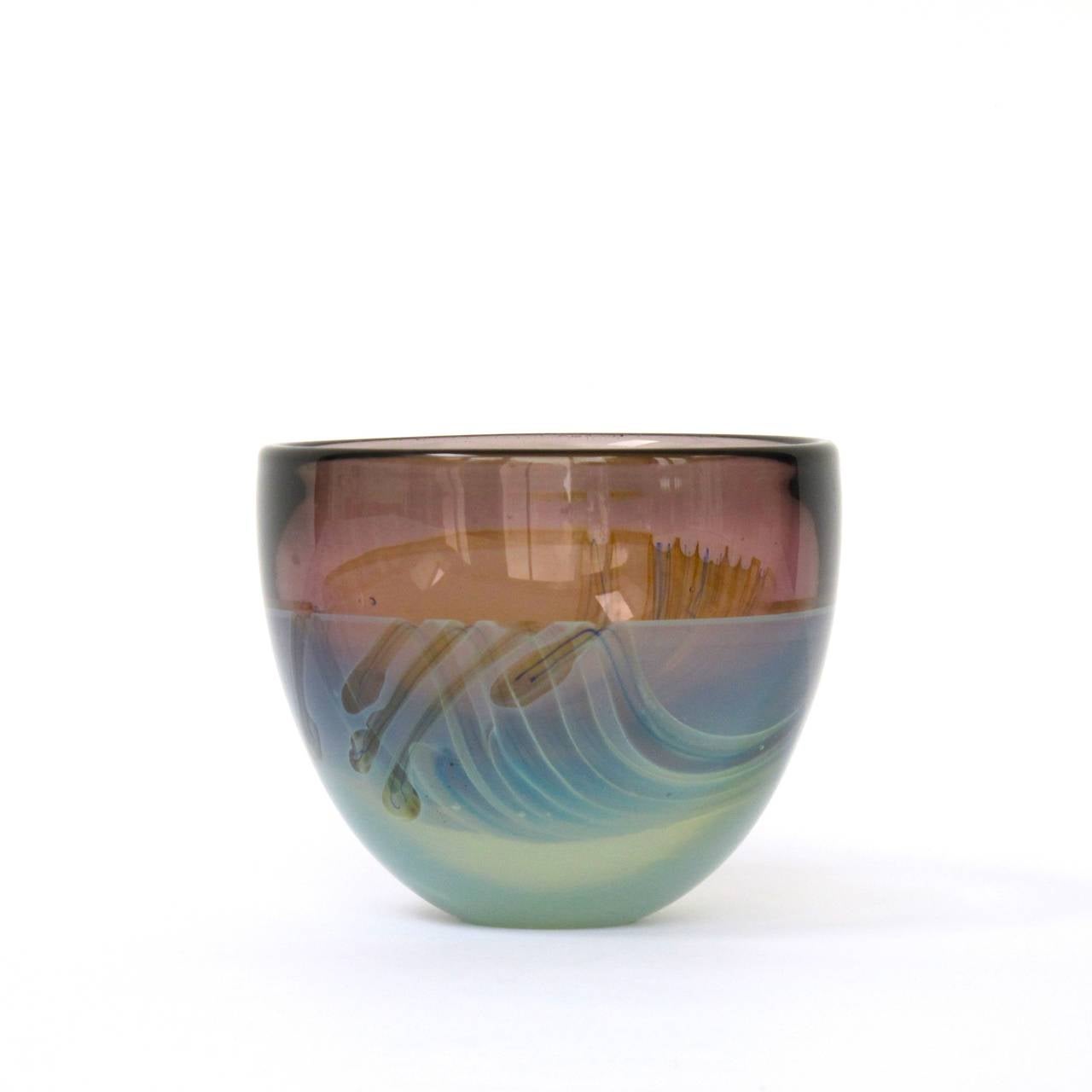 Modern One-Off Willem Heesen Glass Bowl 'Waterkant' Made in De Oude Horn, 1984