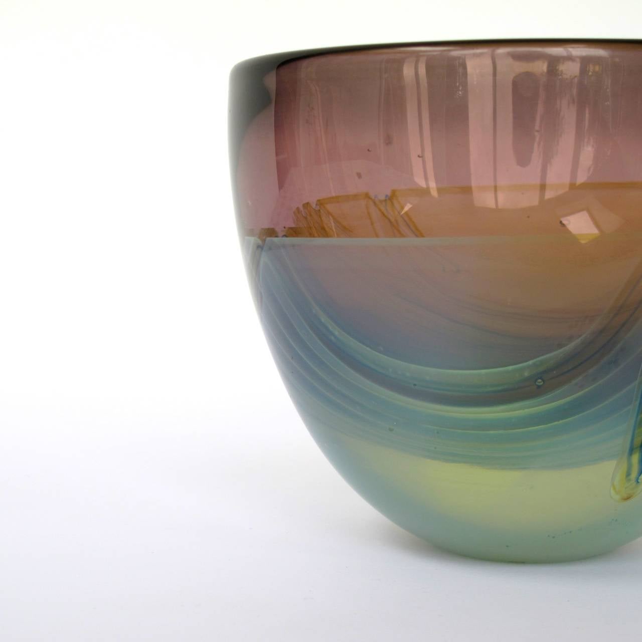 Late 20th Century One-Off Willem Heesen Glass Bowl 'Waterkant' Made in De Oude Horn, 1984