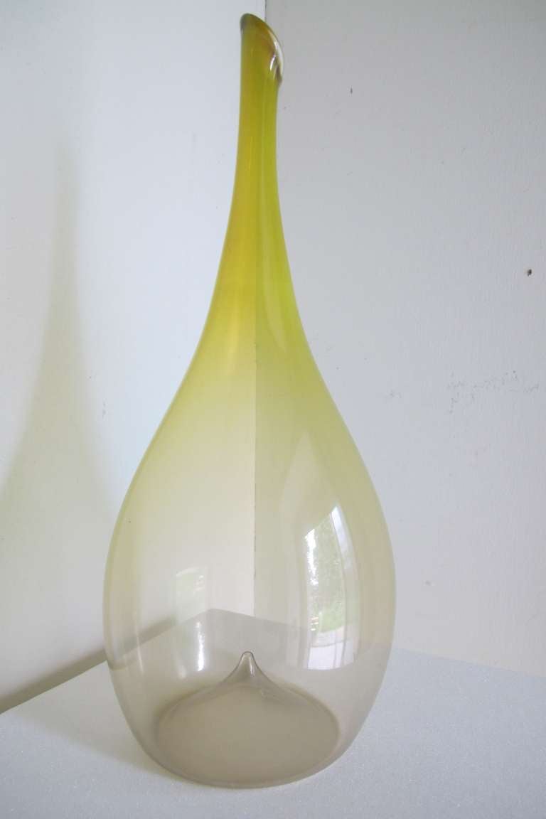 Dutch Floris Meydam, 1950s Leerdam Unica, Yellow One-Off Glass Vase
