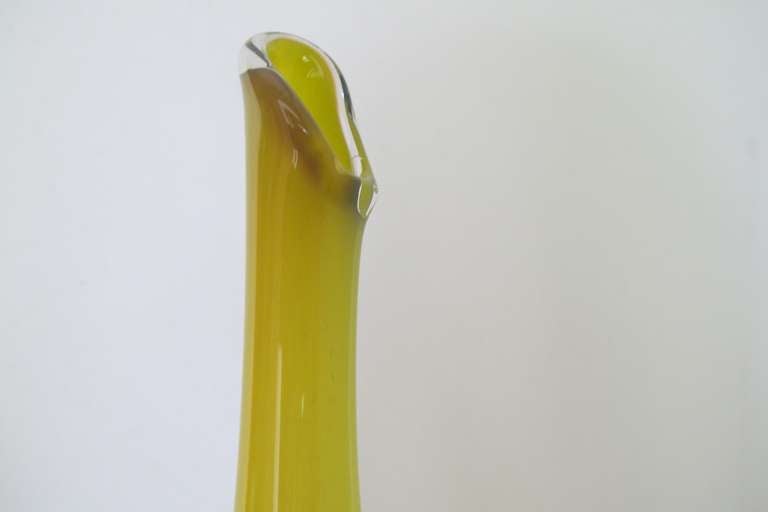 Floris Meydam, 1950s Leerdam Unica, Yellow One-Off Glass Vase In Excellent Condition In Amstelveen, NL