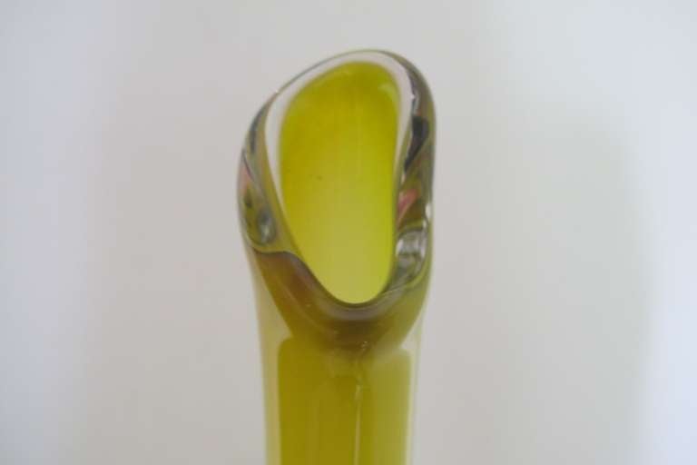 Floris Meydam, 1950s Leerdam Unica, Yellow One-Off Glass Vase 2