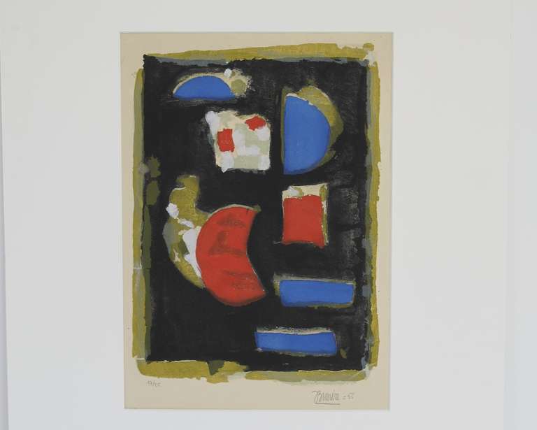 Mid-Century Modern Roger Bissière, Stencil Painting from a Small Edition