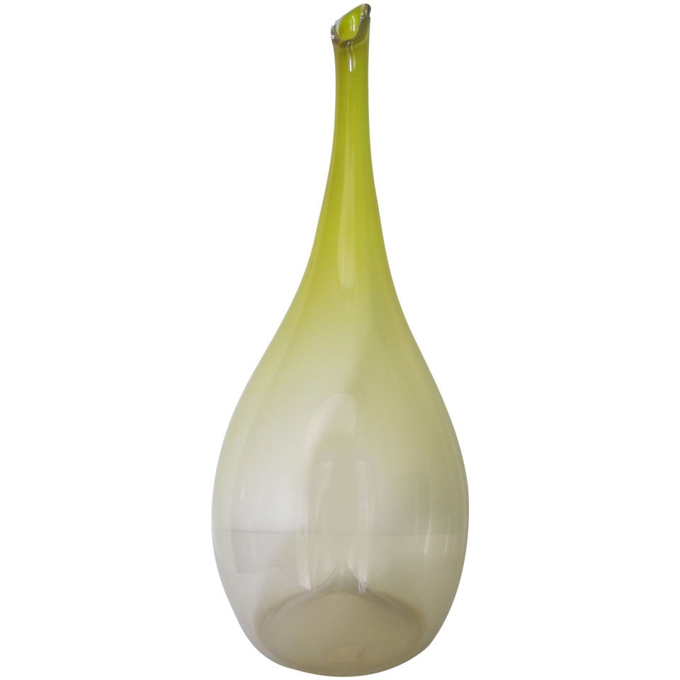 Floris Meydam, 1950s Leerdam Unica, Yellow One-Off Glass Vase