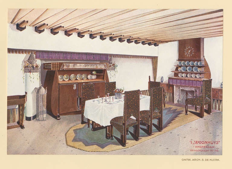 Extremely Rare Furniture Set by Michel De Klerk, Amsterdam School For Sale 2