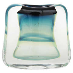 Vintage Crystal Glass Vase by Floris Meydam, Leerdam Unica 1950's