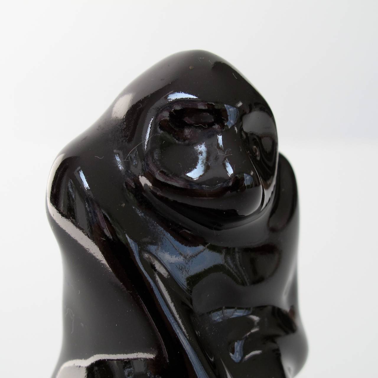 Early 20th Century Rare Earthenware Sculpture of a Seated Monkey by Hildo Krop for ESKAF, Art Deco