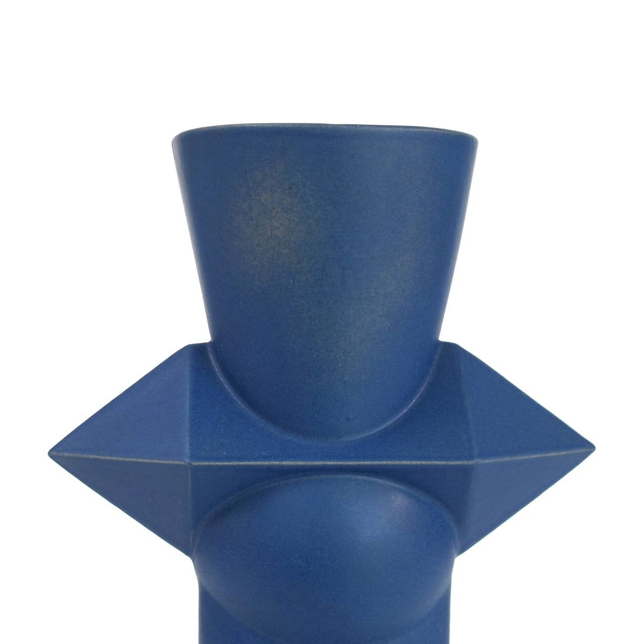 Dutch Jan van der Vaart, Blue Stoneware Vase, Avant-Garde, Executed in Own Studio For Sale