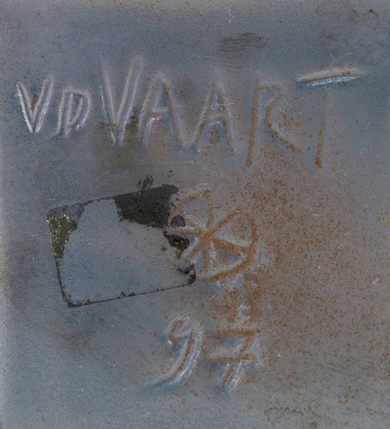 Jan van der Vaart, Bronze Stoneware Vase, Dutch Avant-Garde Pottery For Sale 3