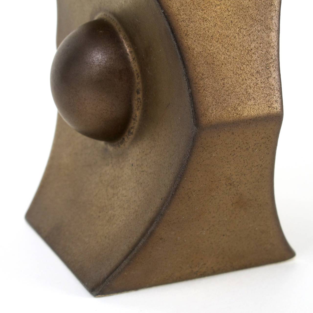 Jan van der Vaart Bronze Stoneware Vase, Avant-Garde Pottery In Excellent Condition For Sale In Amstelveen, NL