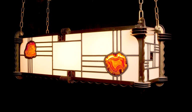 Art Deco Pendant Lamp with Gem Stone, 1920s