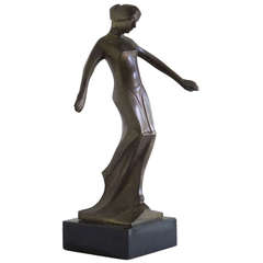 Bronze Sculpture of an Elegant Art Deco Lady by Cris Agterberg