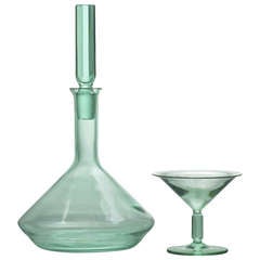 Antique Dutch Art Deco, Crystal Liquor Decanter and Glass by A. D. Copier for Leerdam