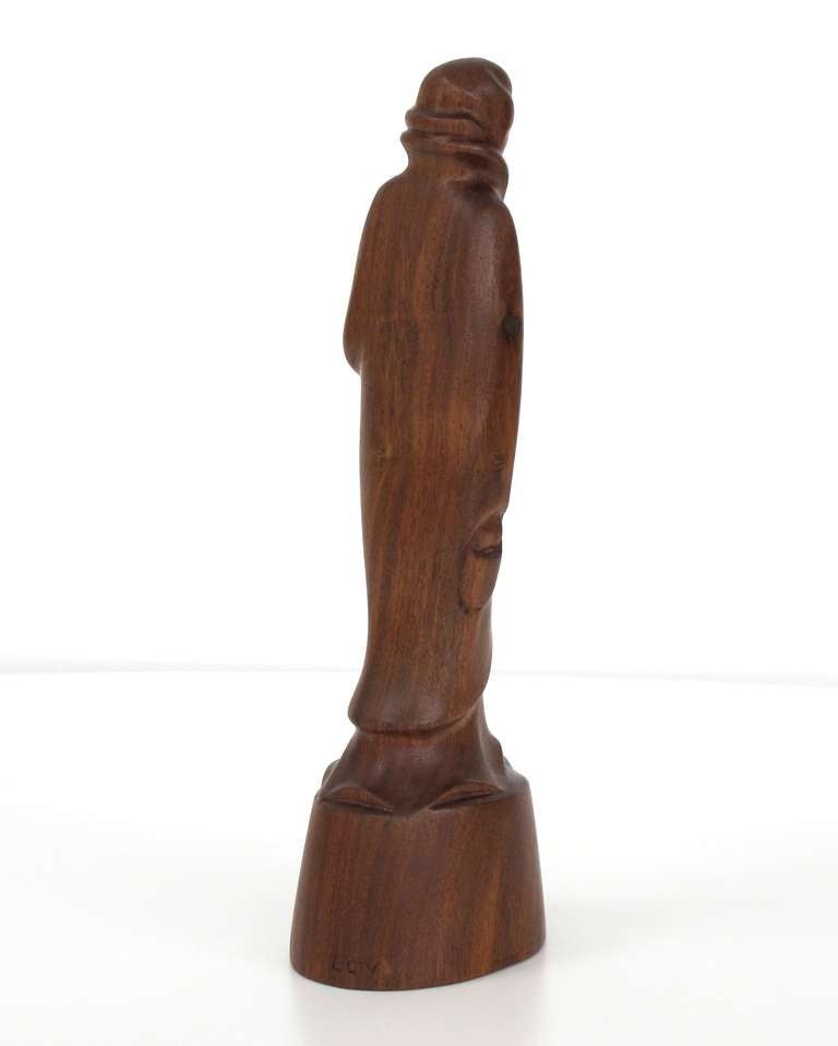 Dutch Teak Art Deco Sculpture of a Modern Japanese Lady by L.G. Verstoep, 1920s For Sale