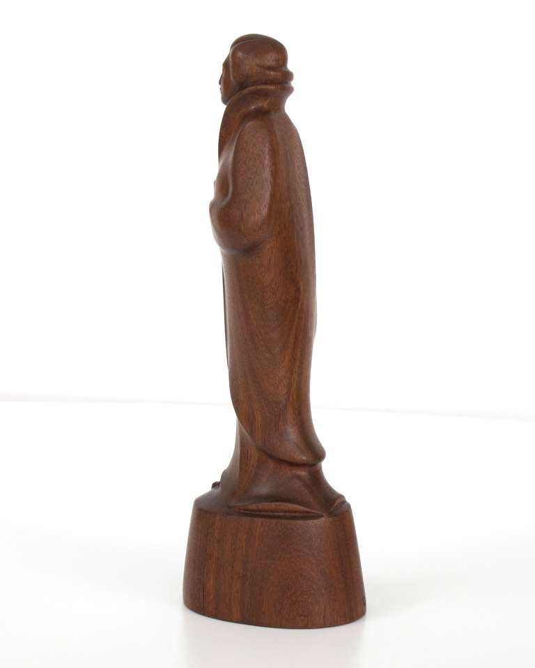 Teak Art Deco Sculpture of a Modern Japanese Lady by L.G. Verstoep, 1920s In Excellent Condition For Sale In Amstelveen, NL