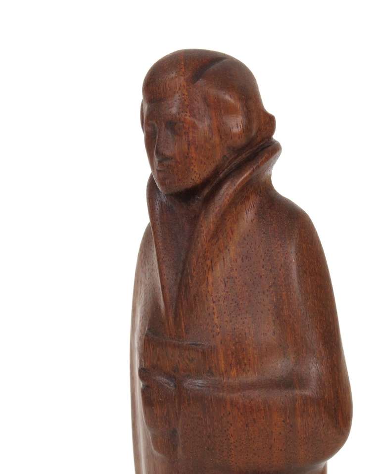 Teak Art Deco Sculpture of a Modern Japanese Lady by L.G. Verstoep, 1920s For Sale 2