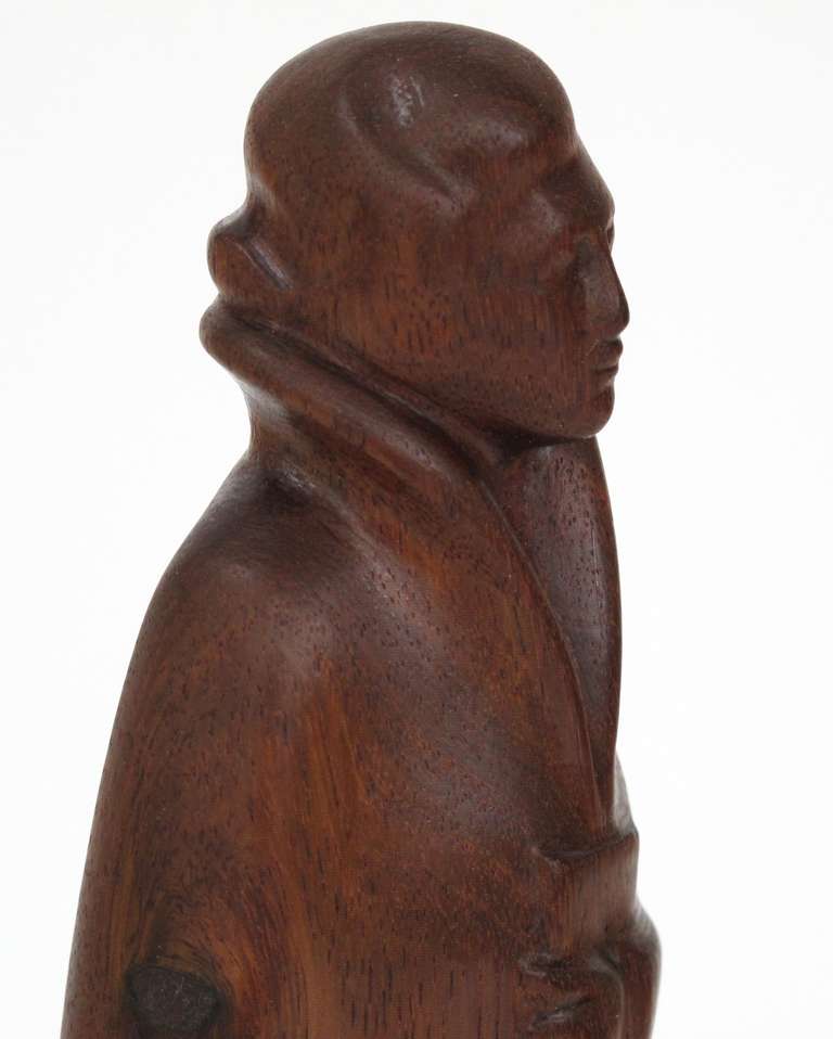 20th Century Teak Art Deco Sculpture of a Modern Japanese Lady by L.G. Verstoep, 1920s For Sale