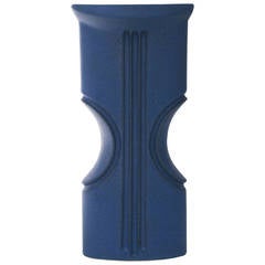 Jan van der Vaart Blue Stoneware Vase, Dutch Avant-Garde Pottery