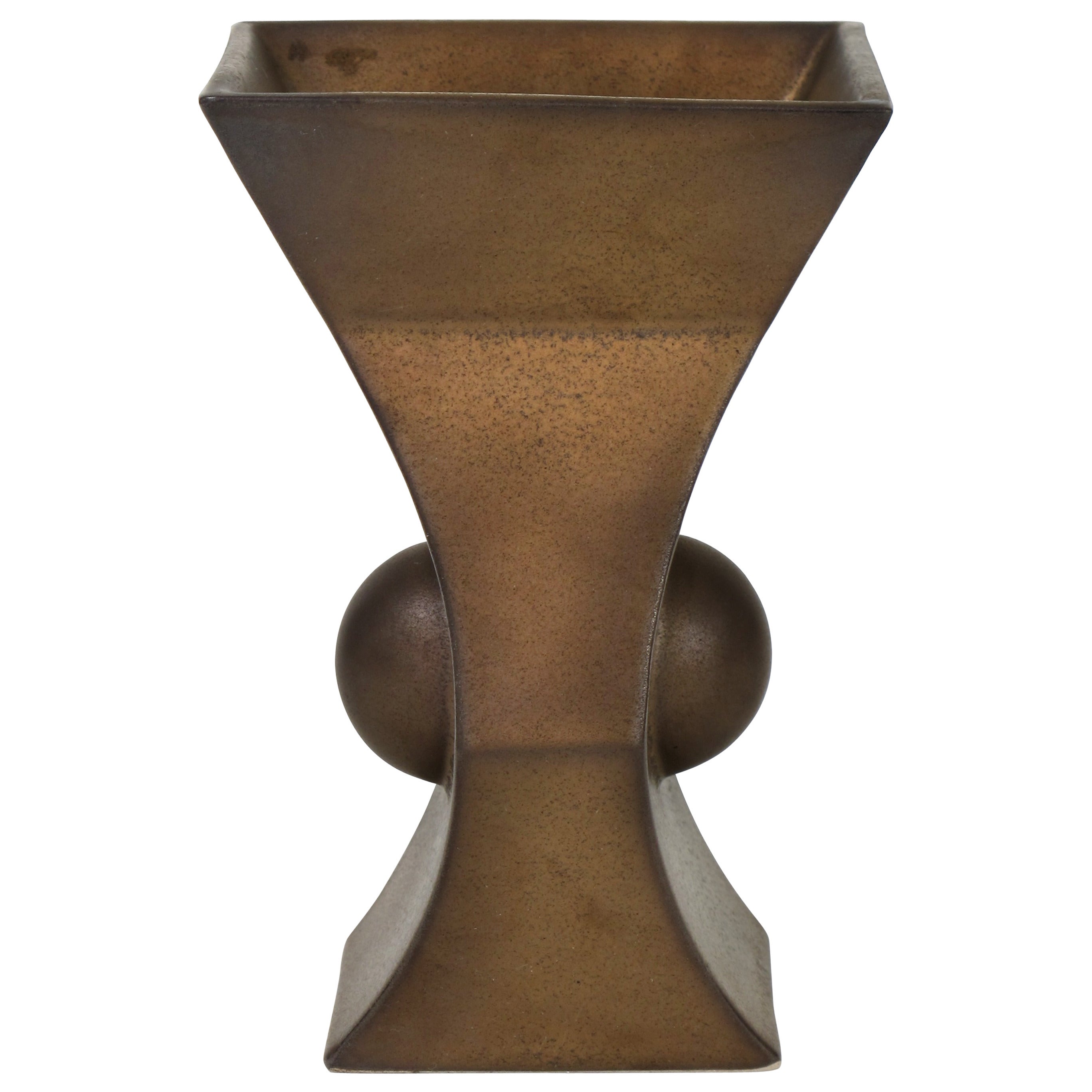 Jan van der Vaart Bronze Stoneware Vase, Avant-Garde Pottery For Sale