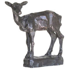 Lambertus Zijl, Beautiful Modeled Bronze Sculpture of a Deer