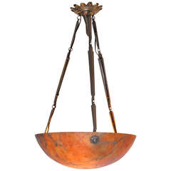 French Art Deco Alabaster Ceiling Lamp