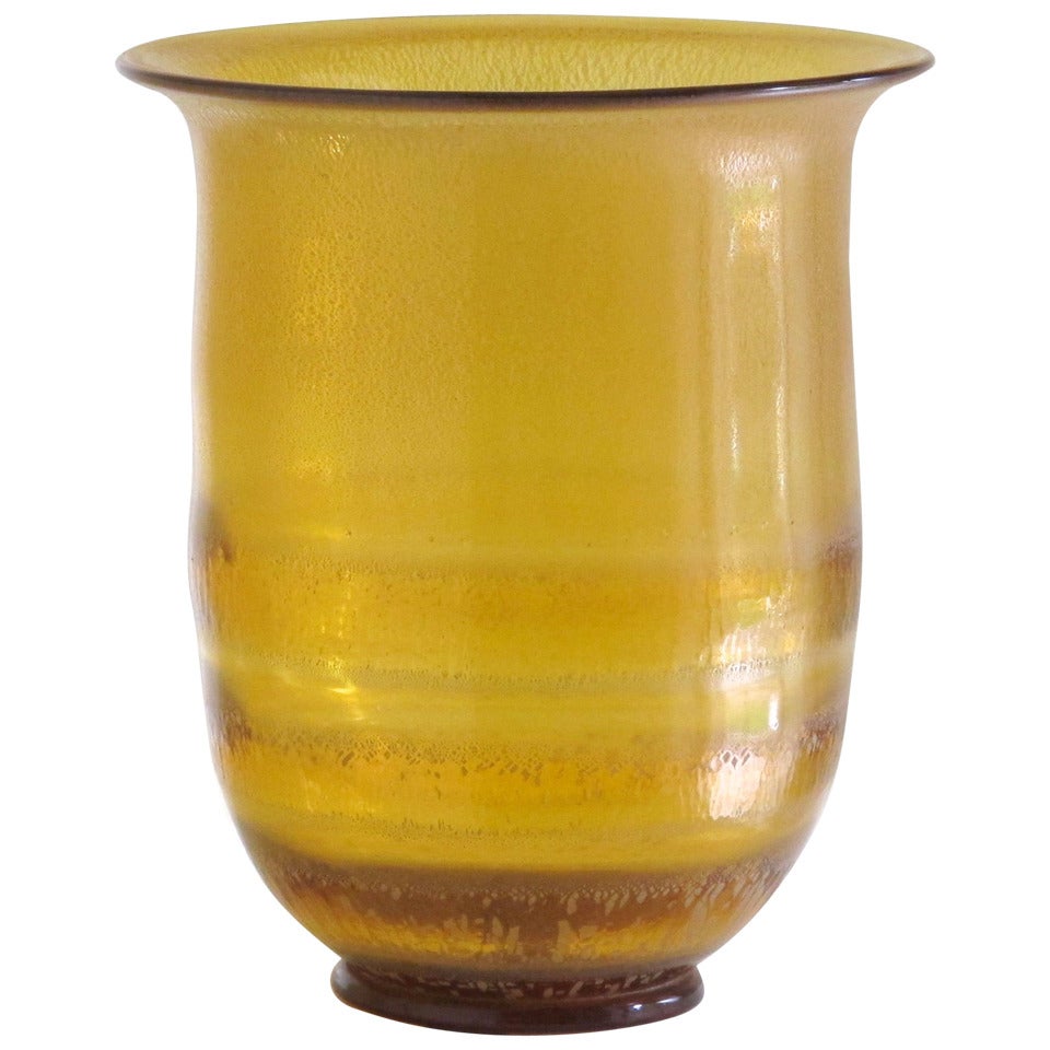 Andries Dirk Copier for Royal Leerdam Glass Vase with Tincrackle For Sale