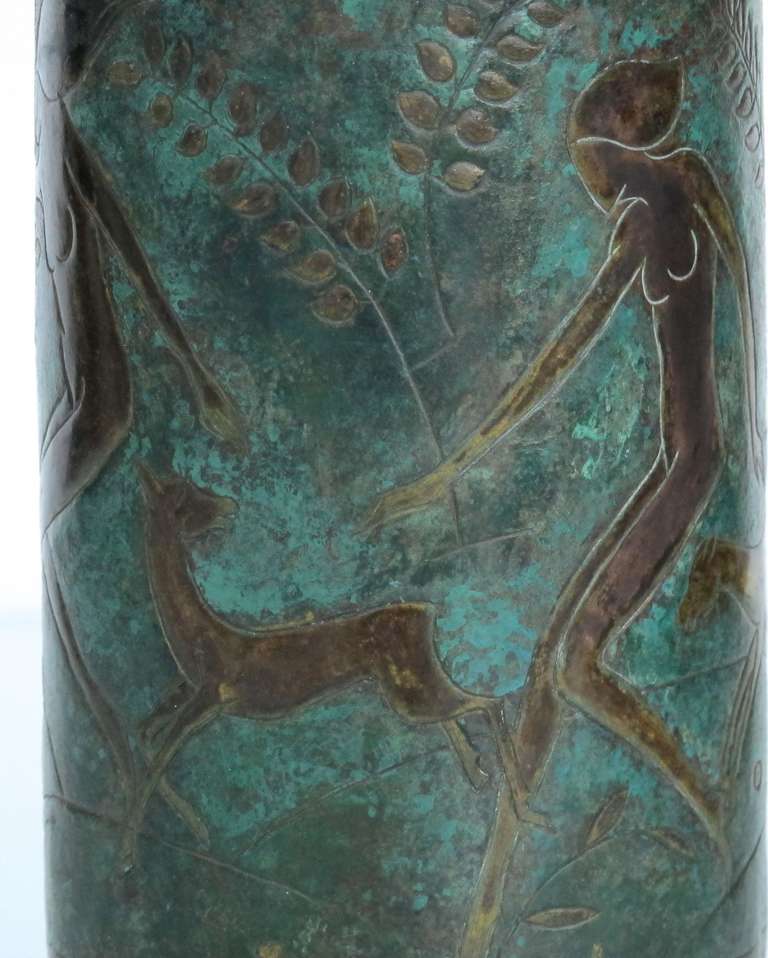Unique Copper Art Deco Vase by Cris Agterberg In Excellent Condition In Amstelveen, NL