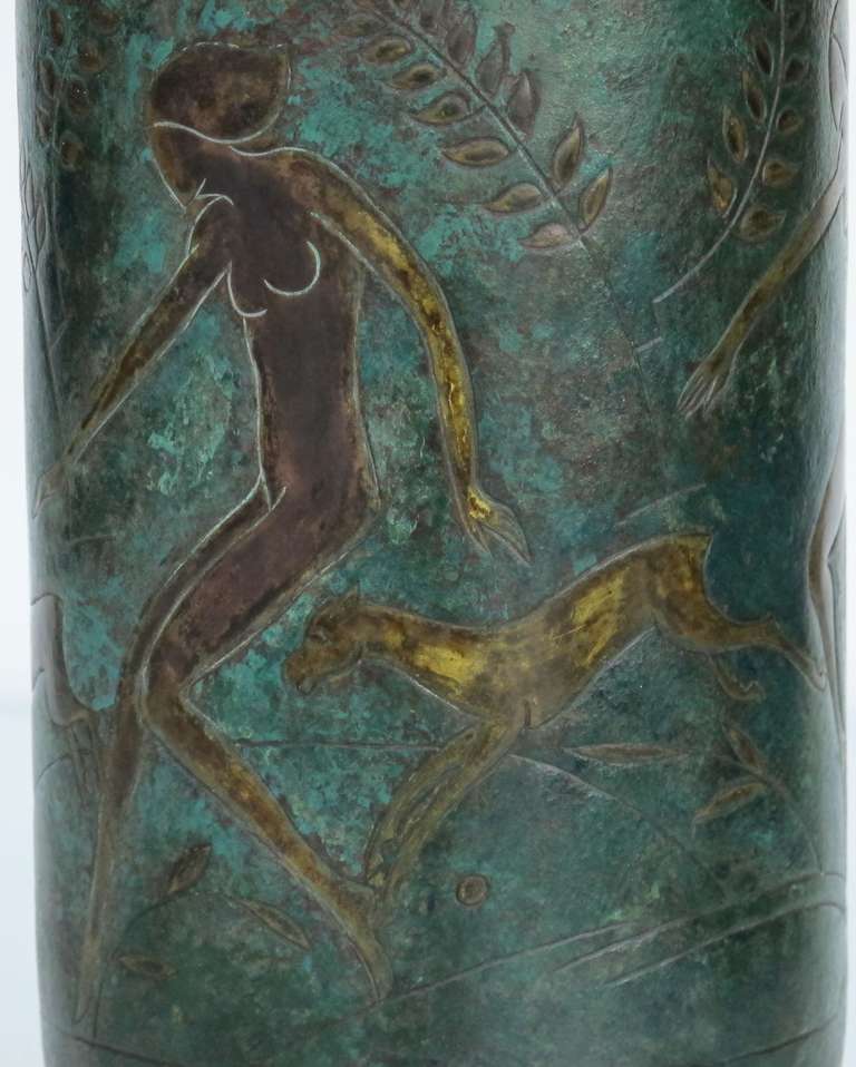 Mid-20th Century Unique Copper Art Deco Vase by Cris Agterberg
