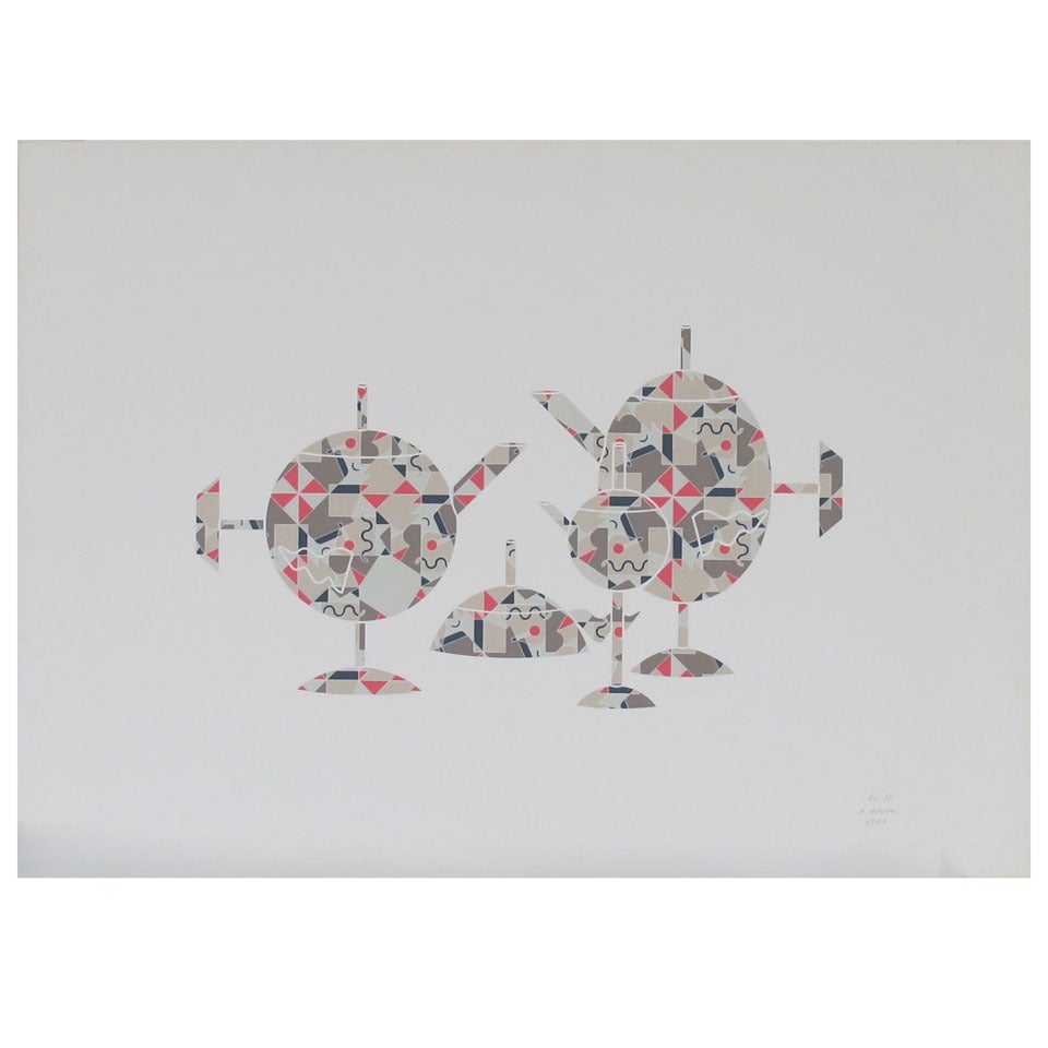 Original Limited Edition 'Memphis' Litho by Alessandro Mendini for Alessi For Sale