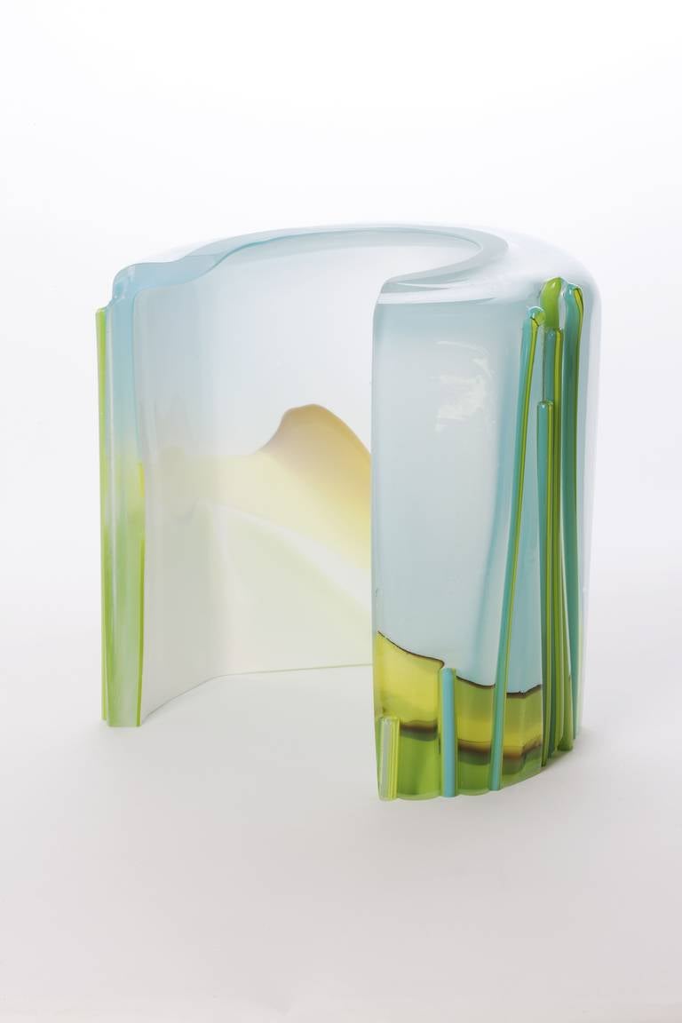 Free standing glass sculpture titled 