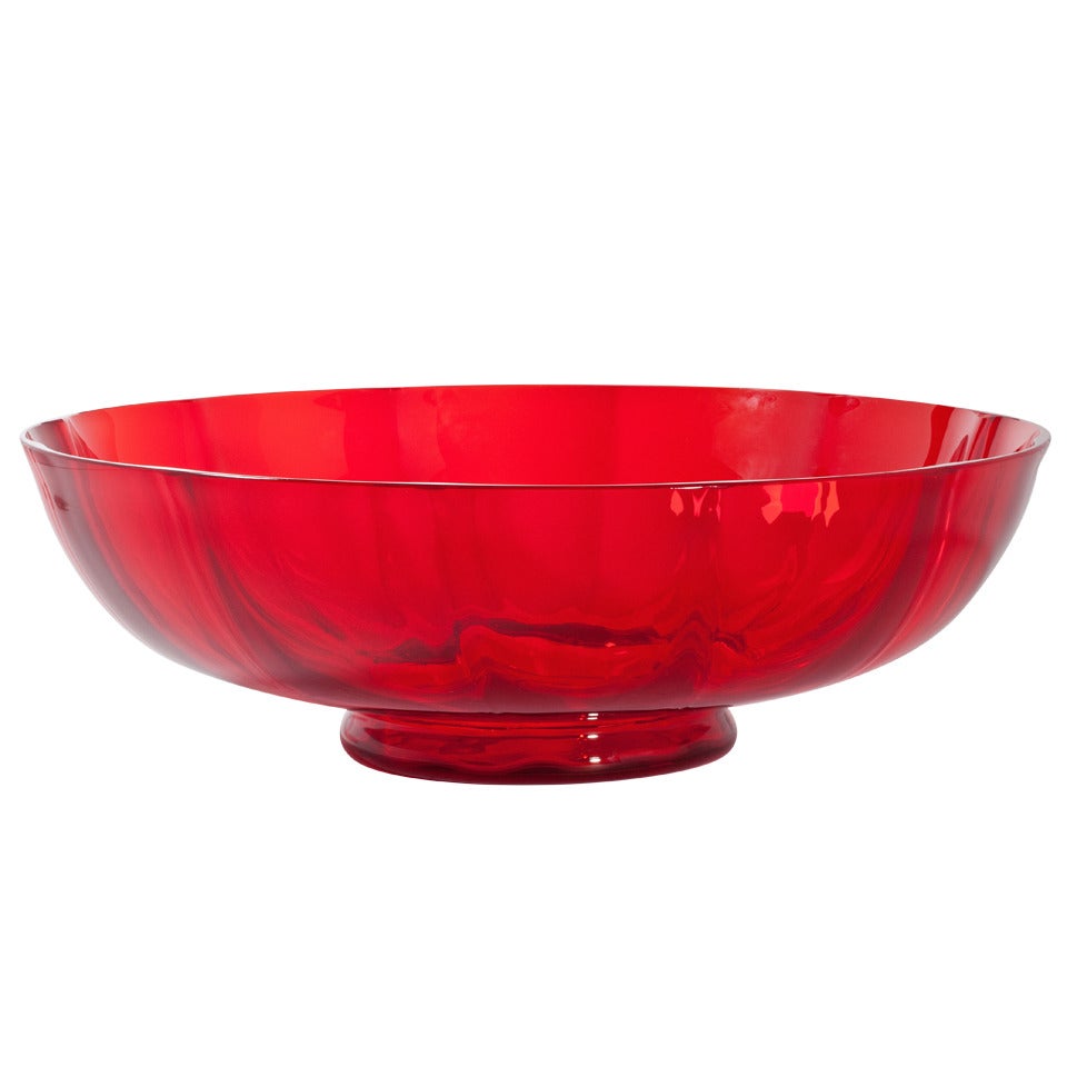 Red Glass Bowl by A.D. Copier, Dutch Art Deco For Sale