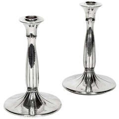 A Pair of Silver Art Deco Candle Holders circa 1914