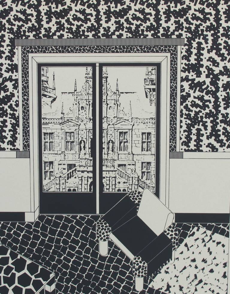 Italian George Sowden ‘Memphis Milano’, Limited Edition Litho of a Modern Interior