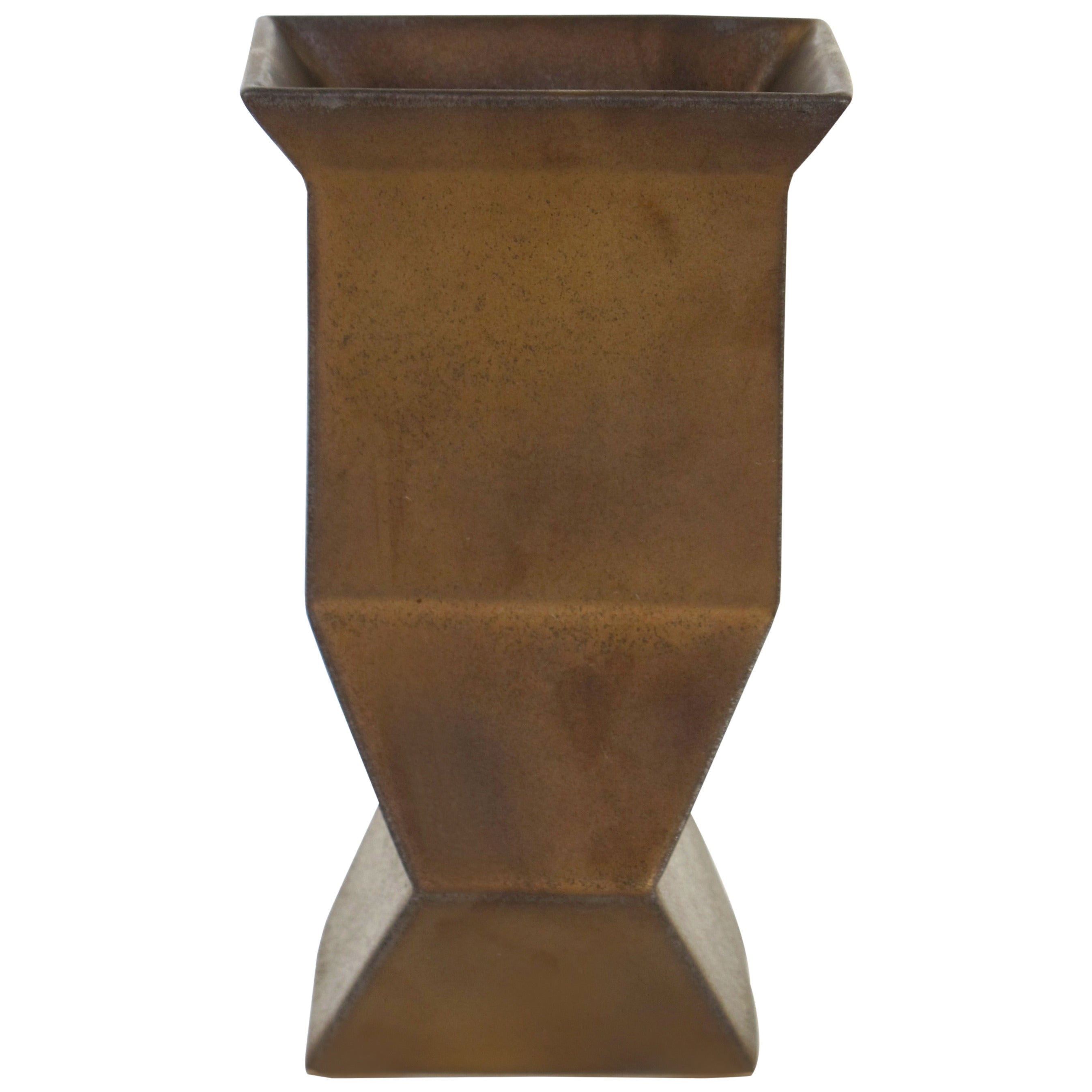 Jan van der Vaart, Bronze Stoneware Vase, Dutch Avant-Garde Pottery For Sale