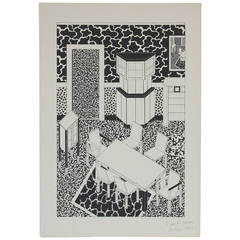 Original Limited Edition Litho of Interior by George Sowden (Memphis Milano) Original Limited Edition Litho of Interior by George Sowden (Memphis Milano)